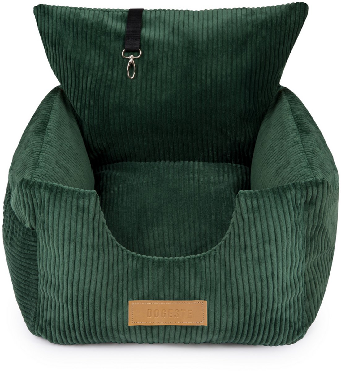 Dogeste 2-in-1 hondenautostoel en hondenmand voor kleine honden, autotransporter auto, corduroy bekleding, afneembare hoes, kleur groen