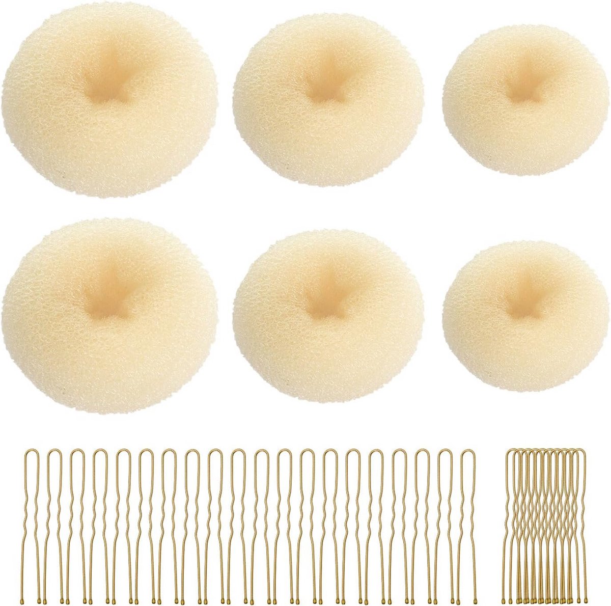Haardonuts Set voor Broodjes, 6 Stuks met Haarspelden en Ringmaker voor Diverse Kapsels