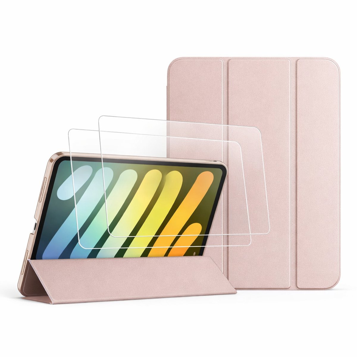 Zandarix Geschikt voor Apple iPad A16 (2025) - Automatische Slaap/Waak Functie - Slank Hard - Book Case - Tablethoes - Met 2 Screenprotectors - Rose Goud
