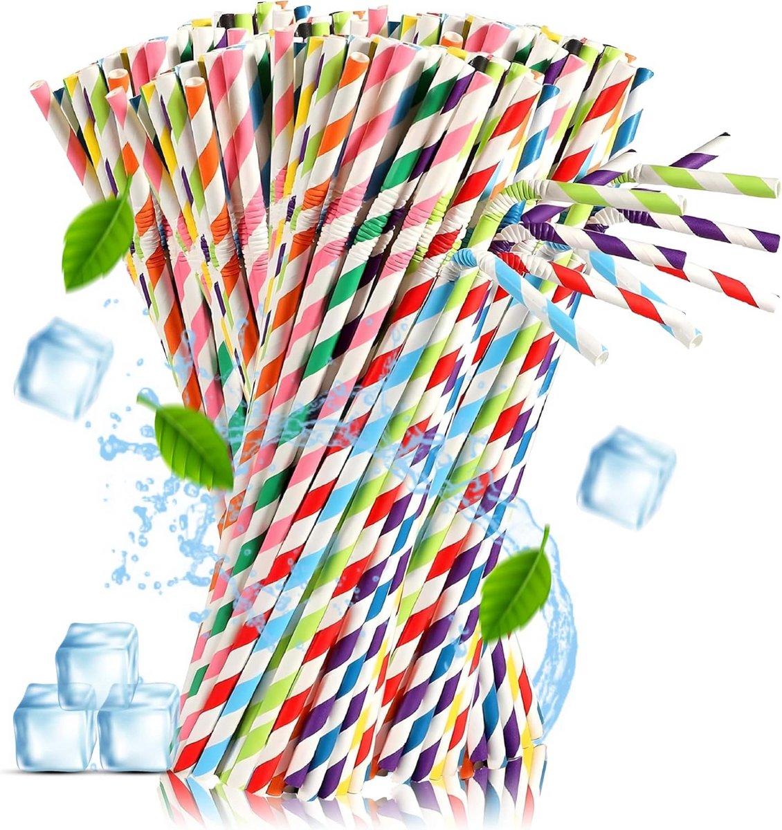 250 Stuks Papieren Rietjes - Multi Kleur