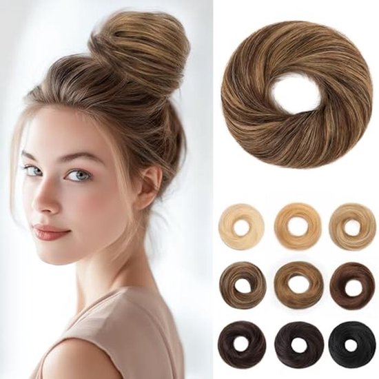 Mèches de cheveux véritables pour chignons et chignons volumineux - Brun foncé