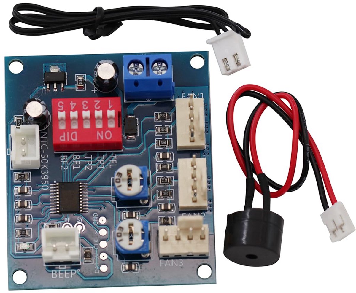 12V DC Ventilator Toerentalregelaar met Thermostaat en Alarmfunctie
