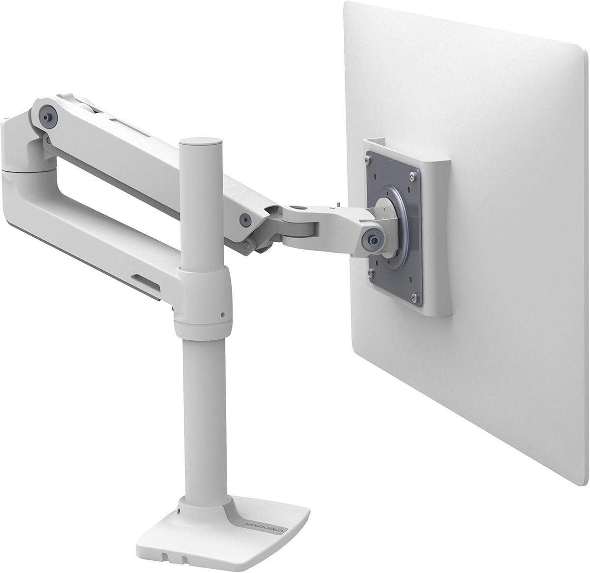 Monitorarm voor enkele monitoren tot 34 inch - Bureauhouder voor platte, gebogen en extra brede monitoren - Tot 11.3kg - VESA 75x75mm en 100x100mm - Lange paal - Wit