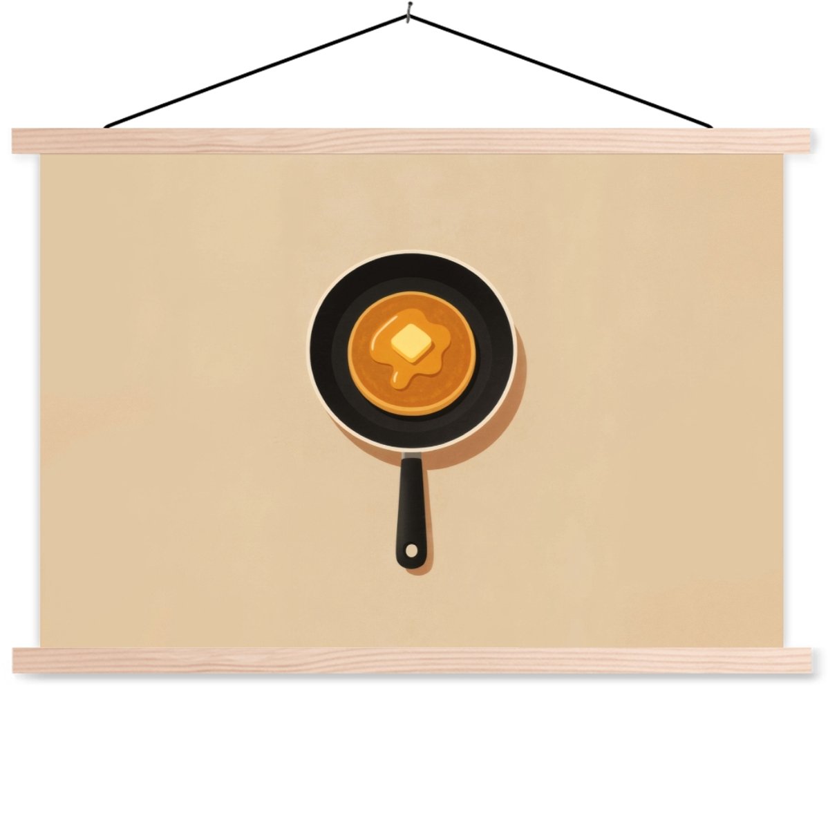 Posterhanger incl. Poster 60x40 cm - Schoolplaat - Pannenkoek - Koekenpan - Boter - Minima