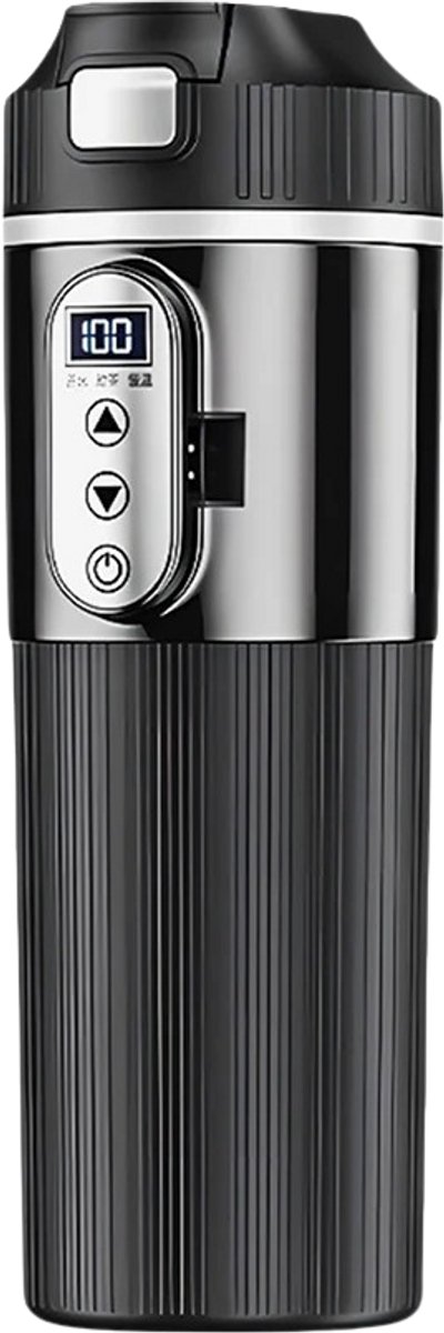 Benelux Select Thermobeker – Thermos Beker – Thermosbeker To Go – LCD-Display – Lekvrij – To Go – Flip-Top - RVS - 22 x 7 x 7 cm