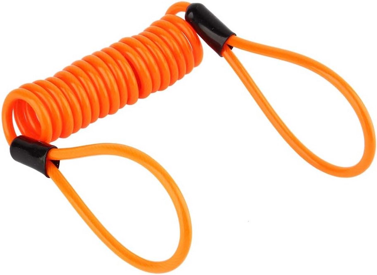 Anti Diefstal Alarm Beveiliging voor Motorfiets en Fiets - Disc Lock en Lente Herinnering Kabel in Oranje