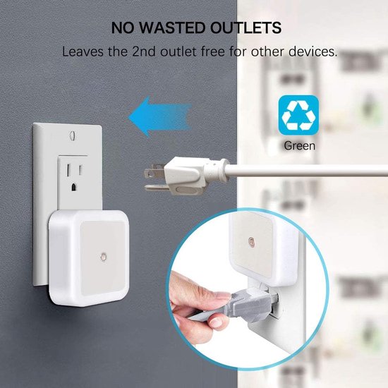 Nachtlampje - 4-Delige Nachtlampjes Set - In Wand Stopcontact - Zacht Wit Licht - voor Volwassenen, Badkamer en Slaapkamer - Energiezuinig van Merkloos — afbeelding 4