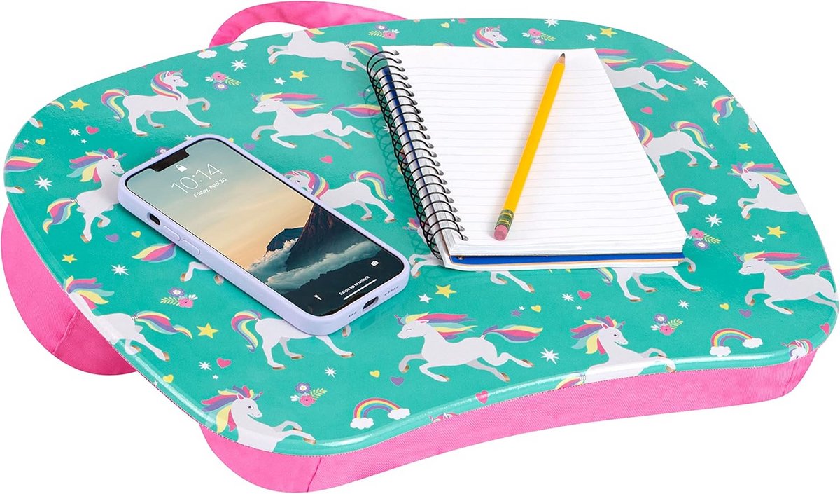 Draagbaar schootbureau met kussen - zonsondergang aquarel - geschikt voor laptops tot 15,6 inch