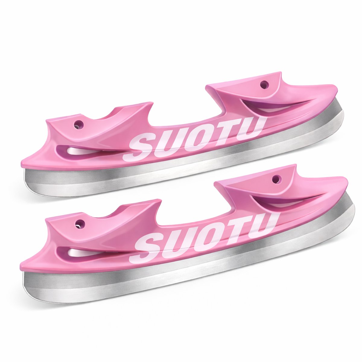 Suotu IJshockeyaccessoires 1 Set RVS Lemmet en Beschermer voor Schaatsen Vervangende lemmeten Geschikt voor de Suotu S78 Skeelers Roze