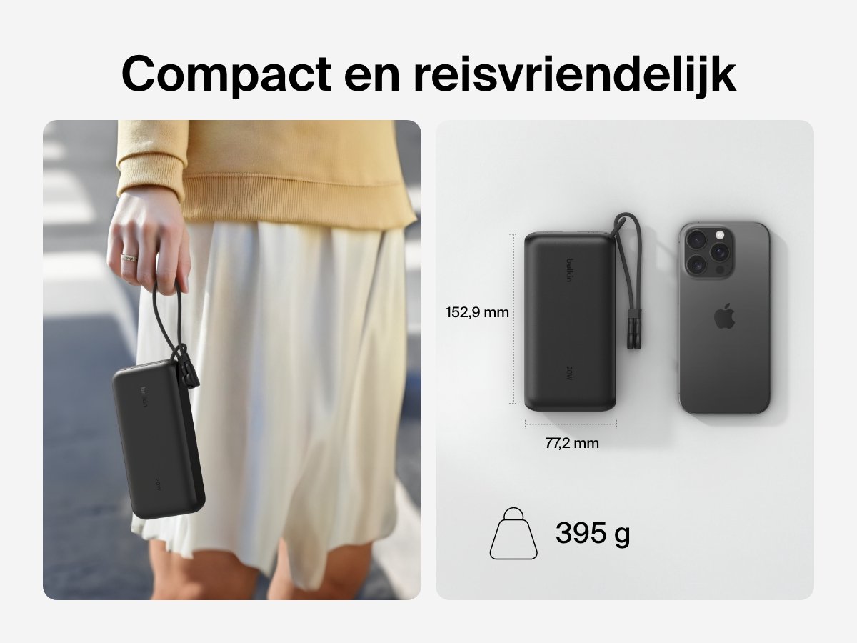 Belkin BoostCharge Powerbank 20.000mAh 20W Zwart met Display - afbeelding 3