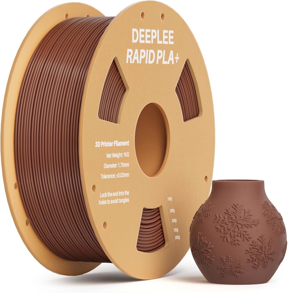 PLA Plus Filament 1,75 mm - Hoge snelheid 3D-printen, Nauwkeurigheid +/- 0,02 mm, Bruin, 1 kg