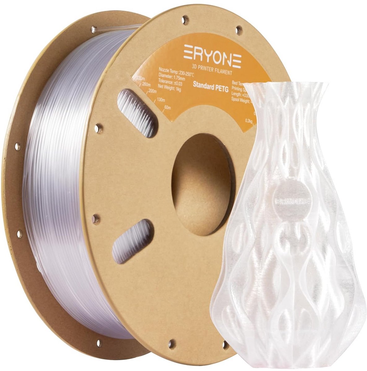 PETG Filament 1.75mm voor 3D Printers, 0.02mm Tolerantie, Transparant