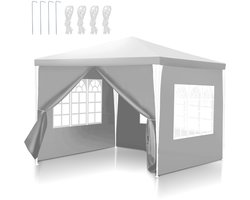 Partytent 3x3 m Wit met Zijwanden en Rits – Ideaal voor Tuin, Feest, Markt en Bruiloft