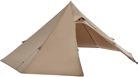 Draagbare 2-Persoons Tipi-Tent met Kachelpoort, Veelzijdige Canvas Wintertent voor Kamperen, Wandelen, Vissen En Backpacken, Geschikt voor Alle Seizoenen, Maat S van Merkloos — afbeelding 2