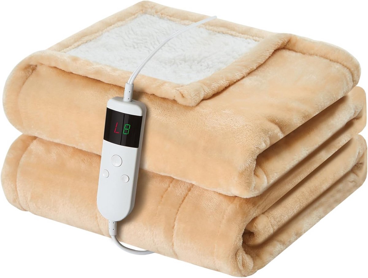 Elektrische Deken XL (150x180 cm) met 10 Warmtestanden en Timer - Machine Wasbaar Flanel