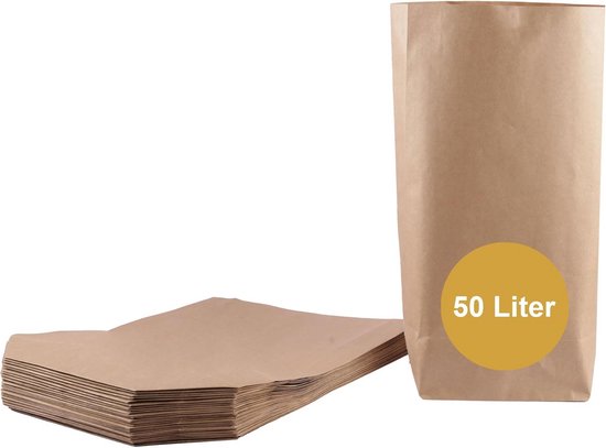 Sacs à déchets organiques 50 L - Lot de 30 sacs en papier pour poubelles biodégradables - Résistants à l'humidité et aux déchirures