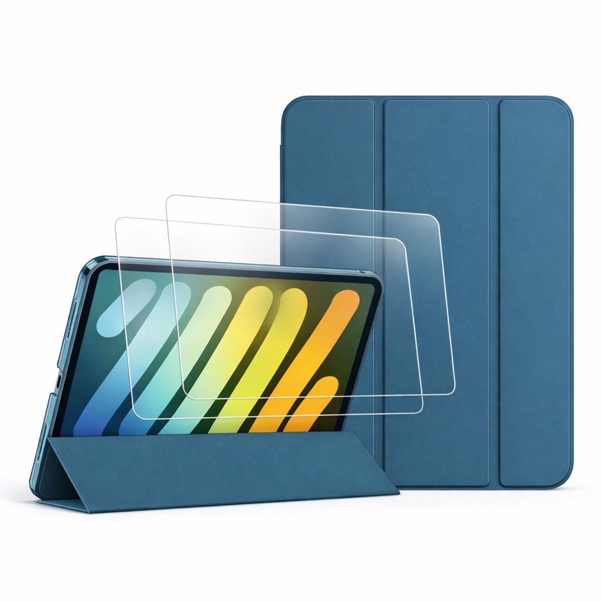 Zandarix Geschikt voor Apple iPad A16 (2025) - Automatische Slaap/Waak Functie - Slank Hard - Book Case - Tablethoes - Met 2 Screenprotectors - Groenblauw