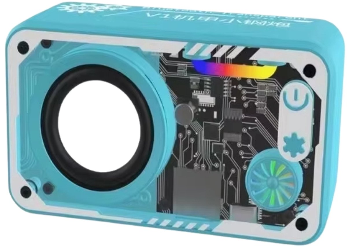 Fivesquare SteelCannon RGB Speaker – Mini Bluetooth Speaker met Transparant Industrieel Design, 5W Bass & RGB Ambient Licht