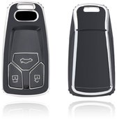 ontto Suède hoes voor autosleutel, geschikt voor Audi A4, B9, A5, A6, 8S, 8W, Q5, Q7, 4M, S4, S5, S7, TTS, TFSI RS 2019-2022, beschermhoes, sleutelhanger, etui, cover, accessoire-B zwart ontto Suède hoes voor autosleutel, geschikt voor Audi A4, B9, A5, A6, 8S, 8W, Q5, Q7, 4M, S4, S5, S7, TTS, TFSI RS 2019-2022, beschermhoes, sleutelhanger, etui, cover, accessoire-B zwart