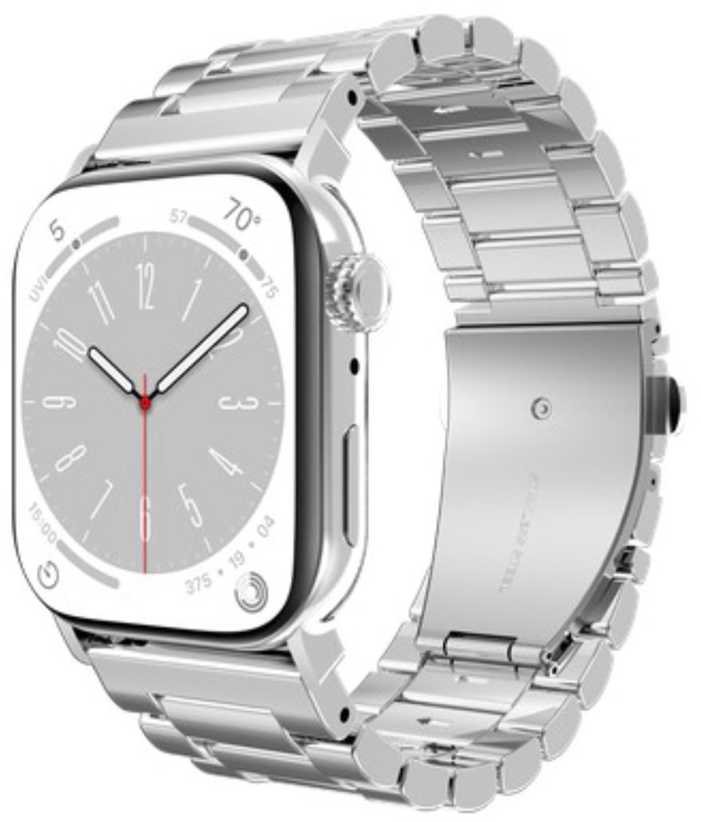 Just in Case horlogebandje geschikt voor Apple Watch Bandje (PrimeSteel) - Smartwatchbandjes (+Horloge inkortset) - Universeel bandje geschikt voor Apple 38/40/41/42 mm - Zilver