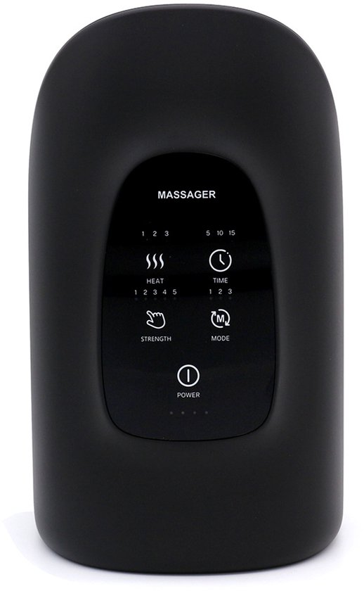 Foto: Elektrische handmassager met drukverwarming voor verlichting van vermoeidheid door acupunctuurpunten in de hand wit