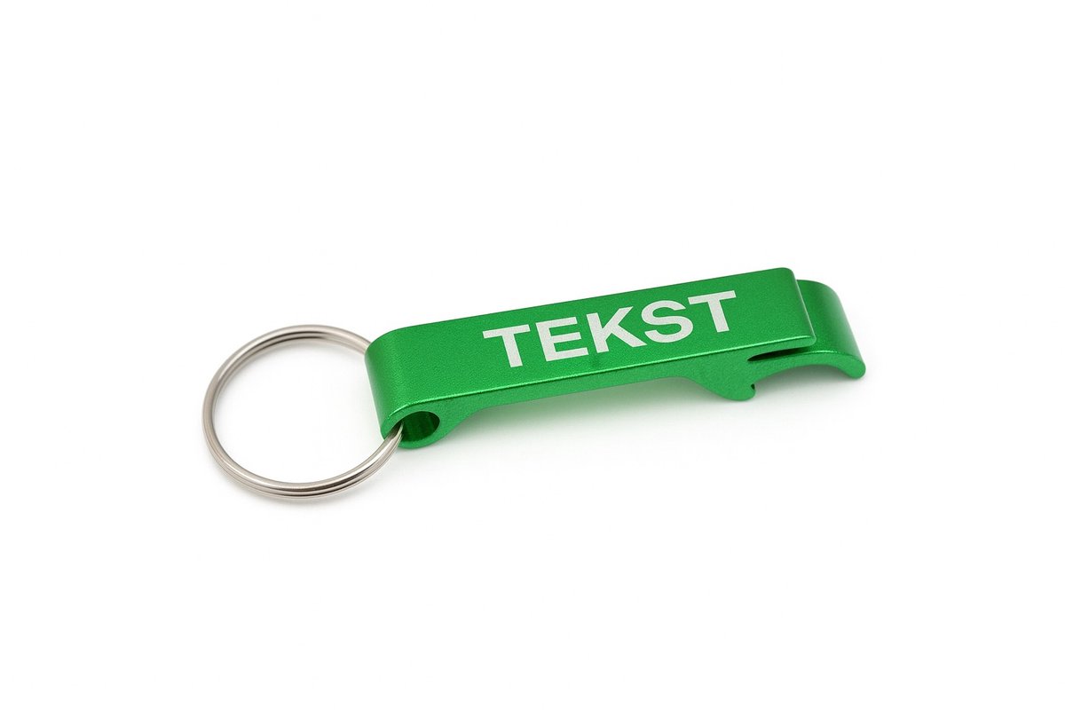 Sleutelhanger Flesopener – Aluminium – Gepersonaliseerd met Tekst – Groen-6cm x 1cm