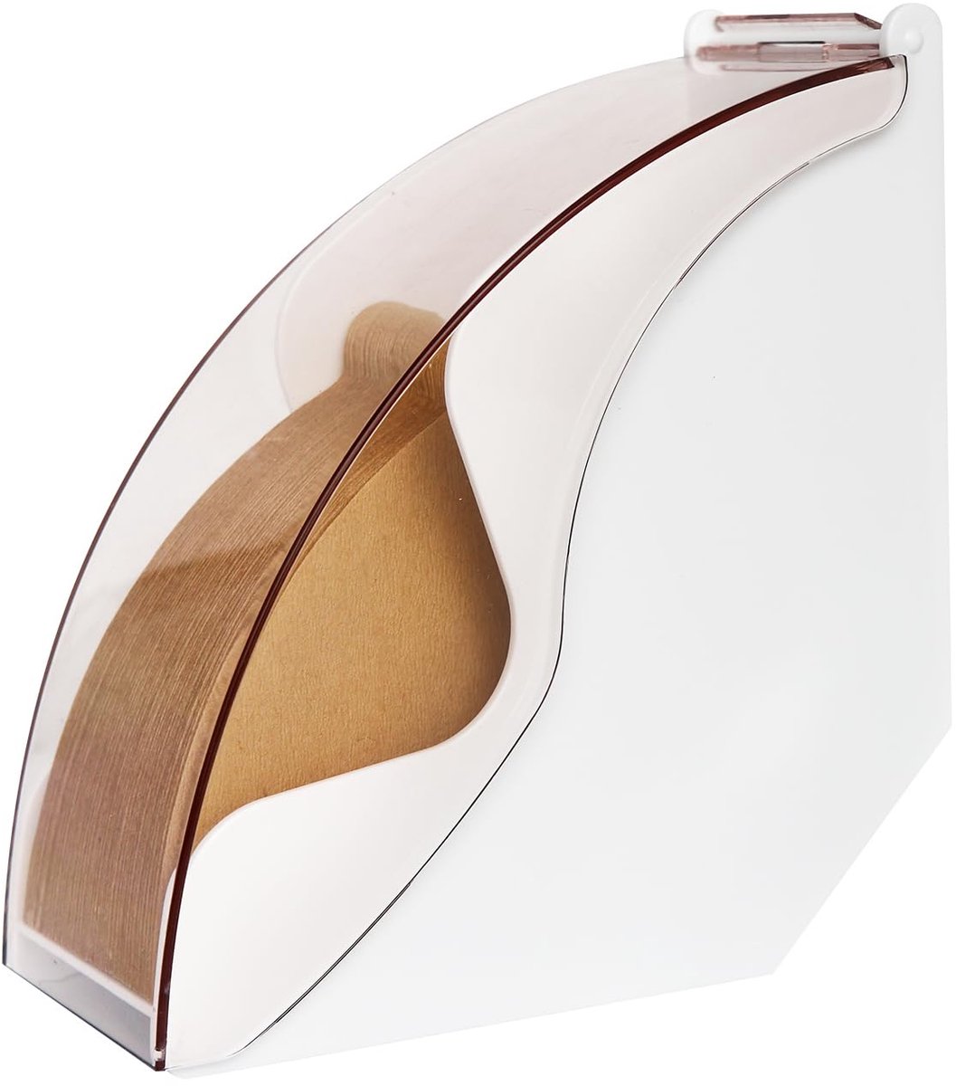 Gigicial Koffiefilterhouder - Waterdichte koffiefilterdispenser - Stof- en winddicht, met transparante deksel - 1 stuk - Wit