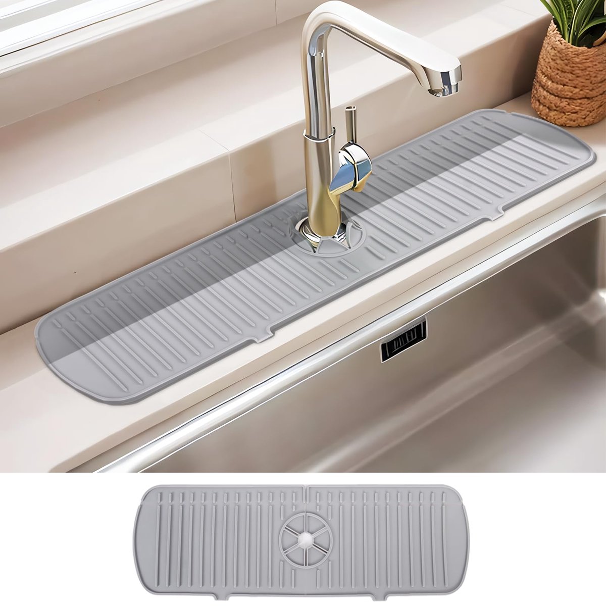 Unyqoos® Siliconen afdruipmat voor gootsteen met antislip en spatbescherming
