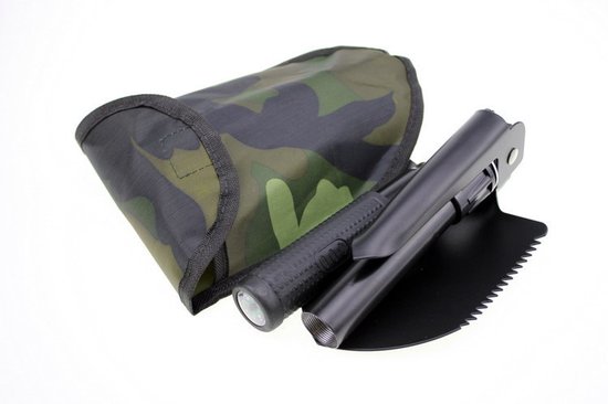 Vouwbare Schoffel - 41,5cm Opklapbare Graafgereedschap met Draagtas - Duurzame Getand Rand voor Kamperen, Wandelen, Tuinieren, Vissen & Noodgevallen (Zwart) van Merkloos	 — afbeelding 2