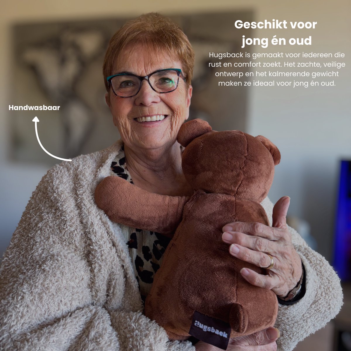 Hugsback 2 kg Verzwaringsknuffel Beer – Verzwaarde Knuffel 45cm – Weighted Stuffed Animal – Zware Knuffel tegen Stress & Angst – Sensorisch Speelgoed – Knuffelbeer voor Kinderen & Volwassenen — afbeelding 9