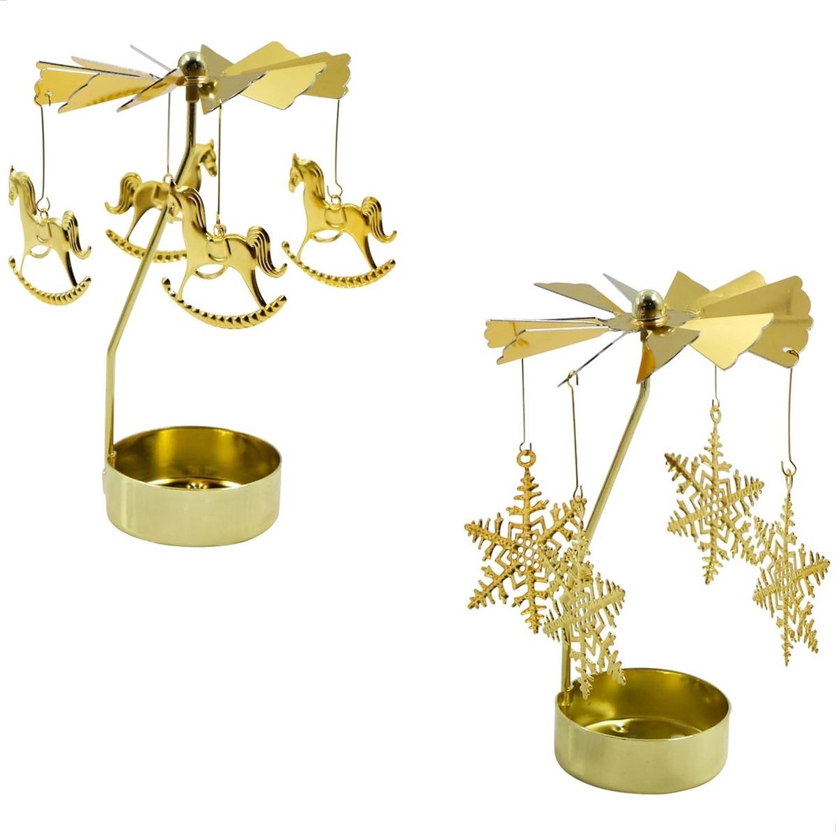 Stunq® Klassieke Metalen Kandelaar met Draaibare Bovenkant voor Feestelijke Decoraties - Set van 2