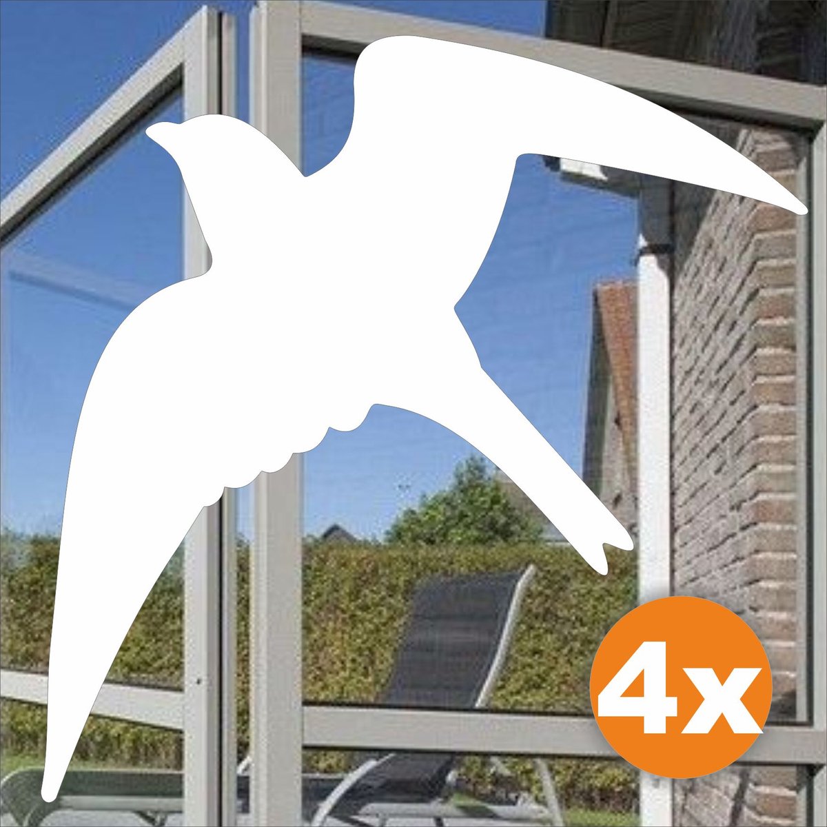 Jerma - Zwaluw - Vogelbescherming - Stickers - 4 stuks - 18x12 cm - Wit - Zelfklevend - Plasticfolie