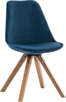 Clp Pegleg Eetkamerstoel - Vierkant frame - Fluweel - Blauw - Kleur onderstel : walnoot