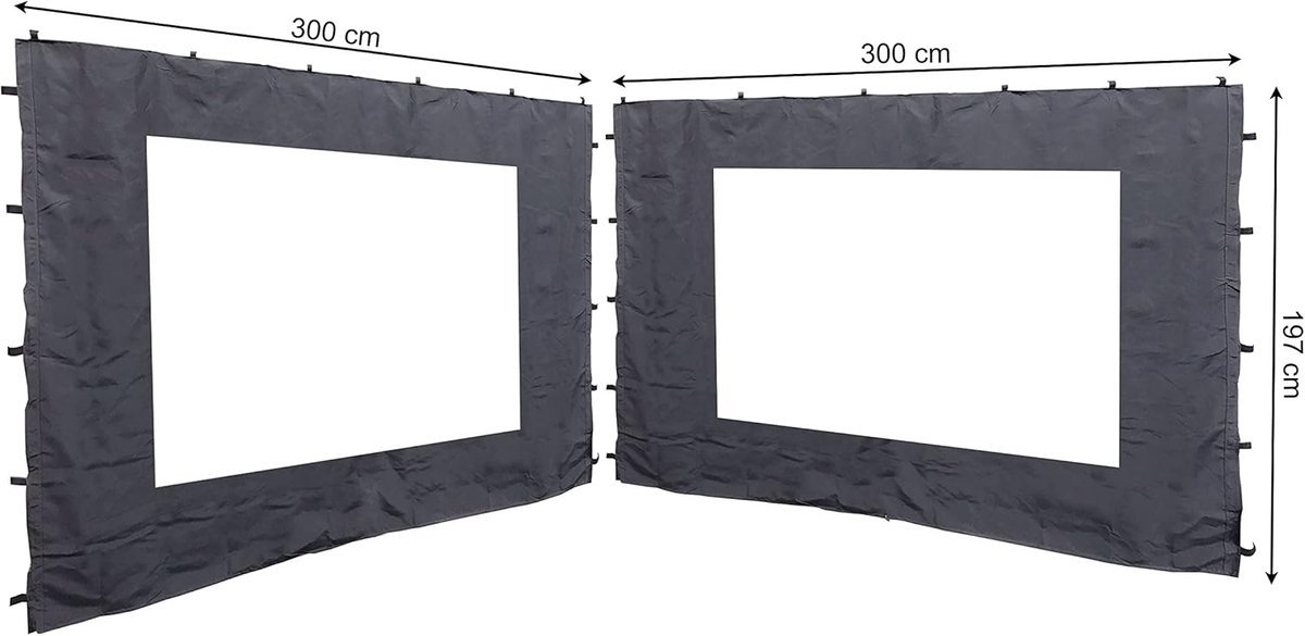 Zijpanelen met PE venster 300x197 cm voor Tuinpaviljoen 3x3m in Antraciet RAL 7012