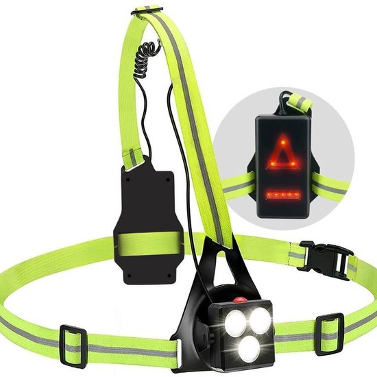 Ylzzrs LED reflecterend vest hardloopuitrusting, USB oplaadbaar oplichtend hardloopvest borsttelefoonhouder voor hardlopers 's nachts wandelen, 6-11 uur licht verstelbare taille/schouder voor vrouwen
