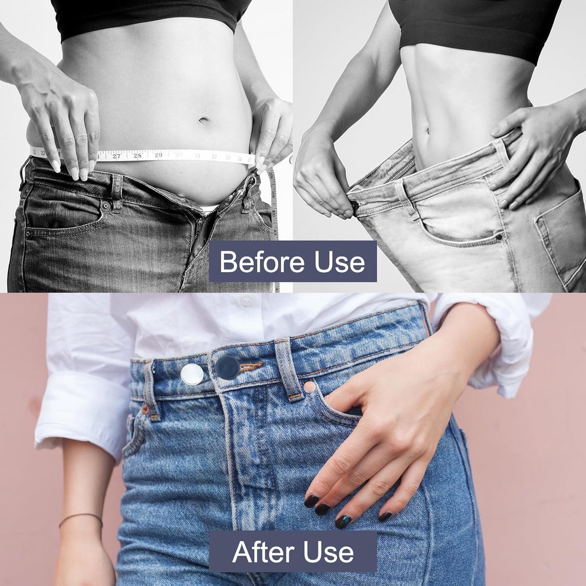 8-delige knoopverlenger - Bredere taille knopen - Verstellen van de taille van jeans - Geen naaien nodig - Geschikt voor broeken, rokken, shirts en jassen (meerdere kleuren) — cadeau in Cadeau-ideeën - foto 3
