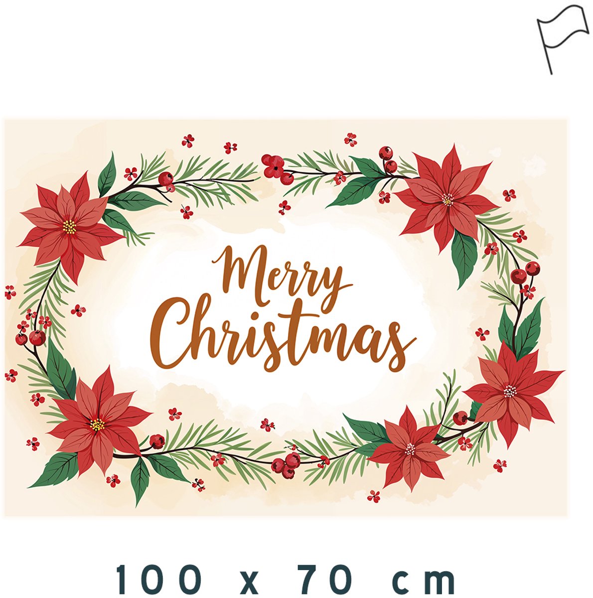 Vlag/ Gevelvlag | "Merry Christmas" | 100 x 70 cm | Kerstmis | Kerstman | Mastvlag | Kerst | Kerstwensen | Decoratie | Kerstroos | Kerstrozen | Kerstdecoratie | 1 stuk