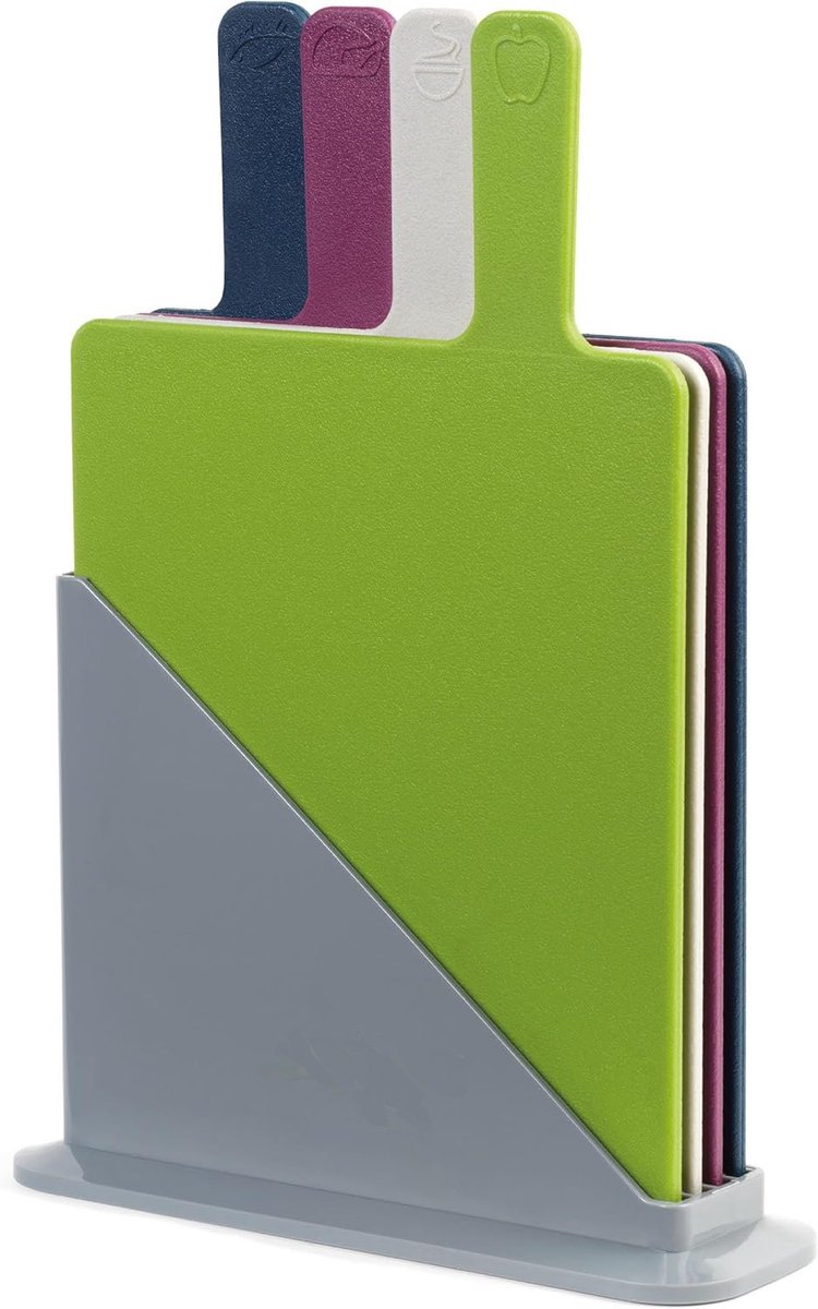Famanu - Snijplanken Set – 4-delig – Met Standaard – Antislip & Vaatwasserbestendig