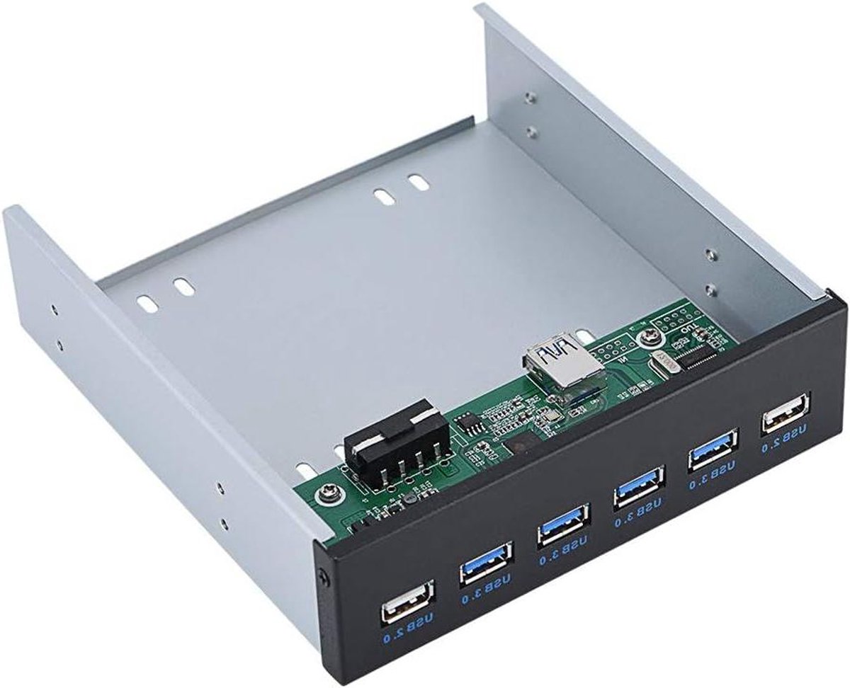 Frontpaneel met 4 supersnelle USB-poorten, hub voor 5,25 inch drive bay, SATA-kabel