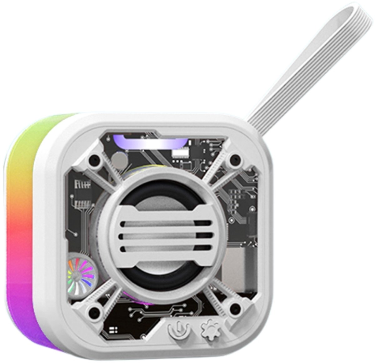 RadiGlow RGB Bluetooth Speaker – Mini Speaker met Radiator Design – 5W Geluid – RGB Licht – Bluetooth 5.4 – TWS & TF-kaart – Type-C - Wit