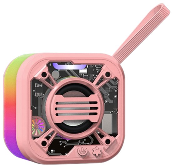 RadiGlow RGB Bluetooth Speaker roze – mini draagbare speaker 5W, radiator design, TWS, TF-kaart, Type-C