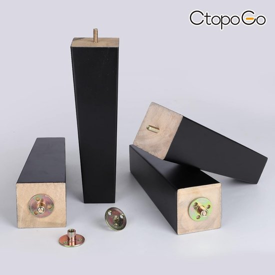 Ronde Houten Meubelpoten, 25 Cm, Set Van 4, Moderne Slaapbank Uit Het Midden Van De Eeuw Koffiestoel Bureaupoten Poten Met Voorgeboorde Bouten En Schroeven En Rubberen Pads