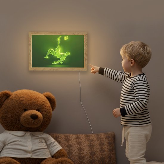Nachtlampje 30x20 cm - Kinder lamp - Voetbal - Groen - Omhaal - Tafellamp kinderkamer - Slaapkamer lamp - Bedlamp kinderen - Kinderlampje stopcontact - Wandlamp babykamer - Nachtlampjes van Merkloos — afbeelding 5
