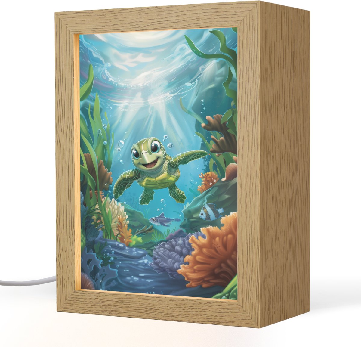 Nachtlampje 15x20 cm - Kinder lampje - Schildpad - Zeedieren - Onderwater - Zeewier - Tafe