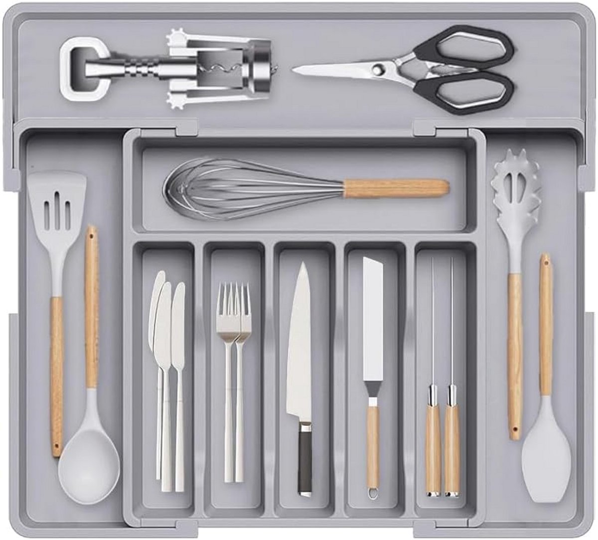 Aankliderbare Besteklade Organizer - Uitschuifbare Bestekbak voor Keukenkasten tot 56 cm