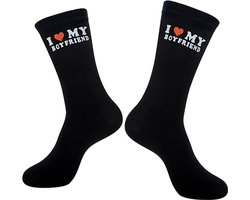 Grappige Relatie Sokken met I Love My boyfriend Print, Romantisch Cadeau voor Verjaardag Huwelijksdag en Valentijnsdag