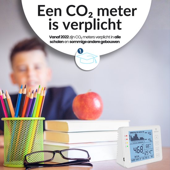 Compteur de CO2 pour la qualité de l'air - ventilation de l'air - compteur de température - compteur de particules - détecteur de monoxyde de carbone - moniteur de CO2 - avec alarme