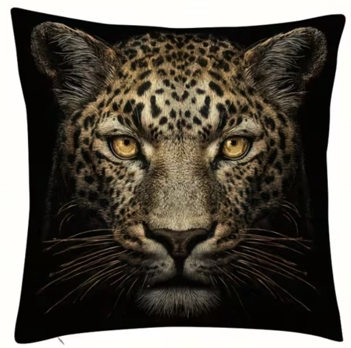 Kussenhoes 1 stuk - 45x45 cm - dubbelzijdig bedrukt - luipaard kop