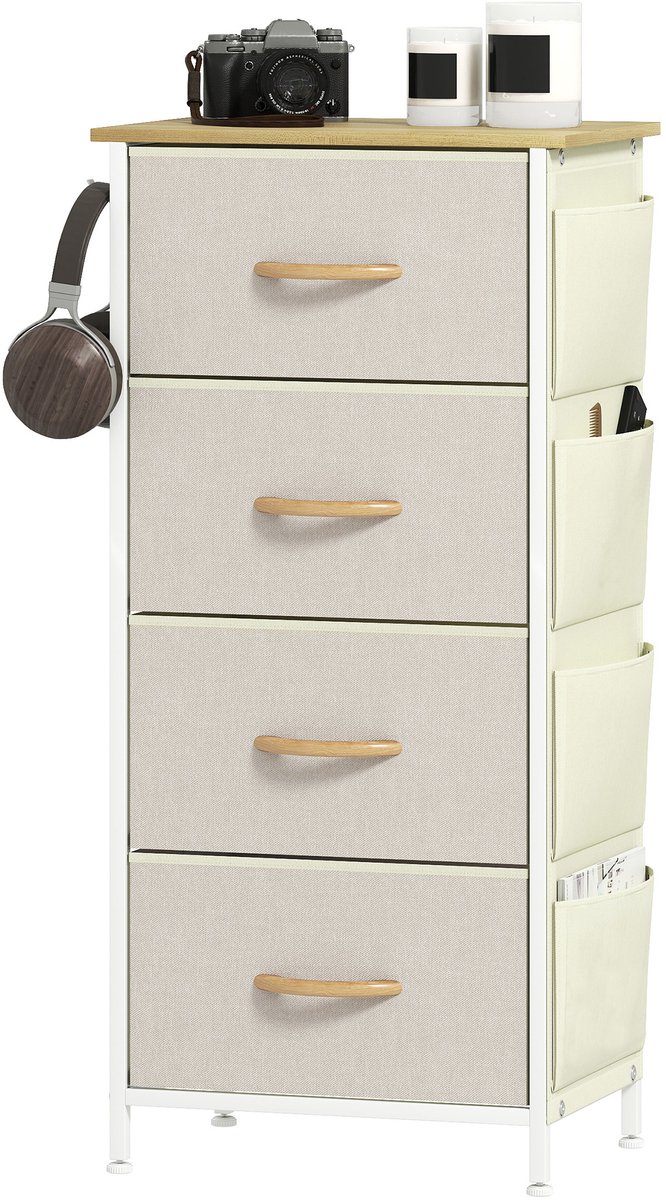 HOMCOM stoffen dressoir, vliesstof, 45x30x94,5 cm, beige