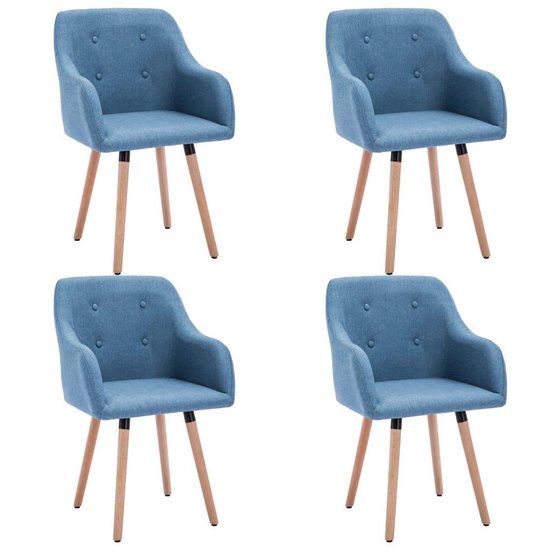 Blauw set van 4 STUKS Stof / Eetkamer stoelen / Extra stoelen voor... | bol.com
